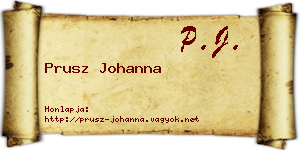 Prusz Johanna névjegykártya
